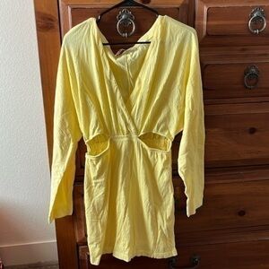 ❤️ Free People Yellow Coverup Dress Size Medium NWOT